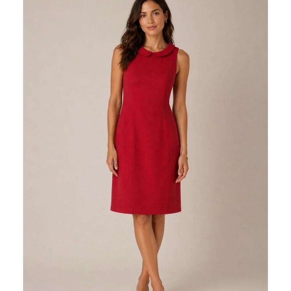EUC Boden Roma Coral Peter Pan Collar Back Button Shift Dress UK 8L US 4L